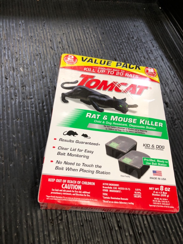 Photo 1 of Tomcat Rat and Mouse Killer Disposable Stations for Indoor/Outdoor Use: Child and Dog Resistant, Pre-Filled, Easy Monitoring, 2-Pack