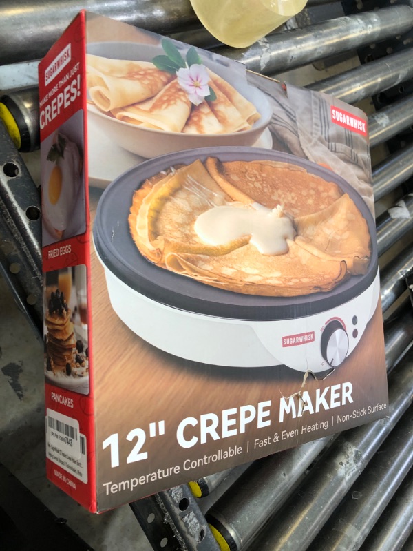 Photo 1 of SugarWhisk Crepe Maker Electric, Crepe Pan 12 Inch with 5 X 4” Silicone Molds, Pancake Maker Machine for Pancakes & Tortilla & Fried Eggs, Batter Spreader & Spatula Included, White