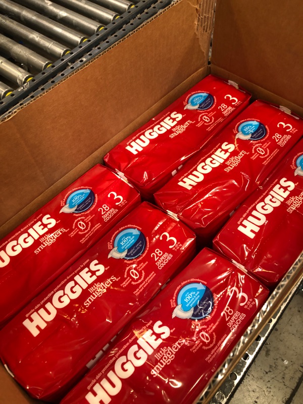 Photo 1 of Huggies Size 3 Diapers, Little Snugglers Baby Diapers, Size 3 (16-28 lbs), 168 Count (6 Packs of 28), Packaging May Vary