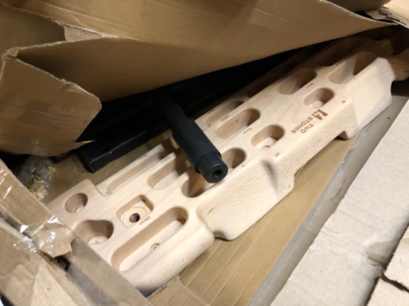 Photo 1 of TWO STONES Hangboard Rock Climbing Hangboard with Door Way Pull Up Bar; Including Jugs, Pinches, Pockets, Edges and Slopes for Rock Climbing Training (10-21cm)