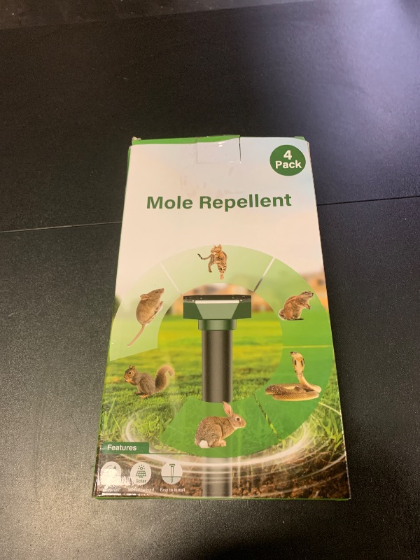 Photo 1 of Snake & Mole & Rabbit & Skunk Repellent Solar Powered, Ultrasonic Deterrent, IP65 Waterproof, to Get Rid of Gopher, Groundhog, Rodent, Chipmunk, Raccoon, and Vole for Lawn & Garden, 4 Pack