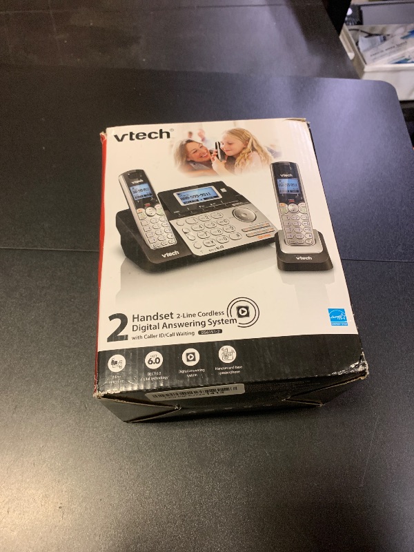 Photo 1 of VTech DS6151-2 2 Handset 2-Line Cordless Phone System for Home or Small Business with Digital Answering System & Mailbox on Each line, Silver