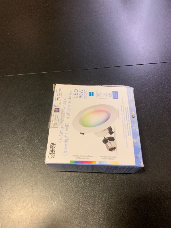 Photo 1 of Feit Electric 4 Inch Smart Recessed Light, Color Changing and Tunable White, 2.4GHz WiFi Retrofit LED Downlight E26 Base, No Hub, Works with Alexa and Google, Dimmable 50W Equi, CRI90, LEDR4/RGBW/AG
