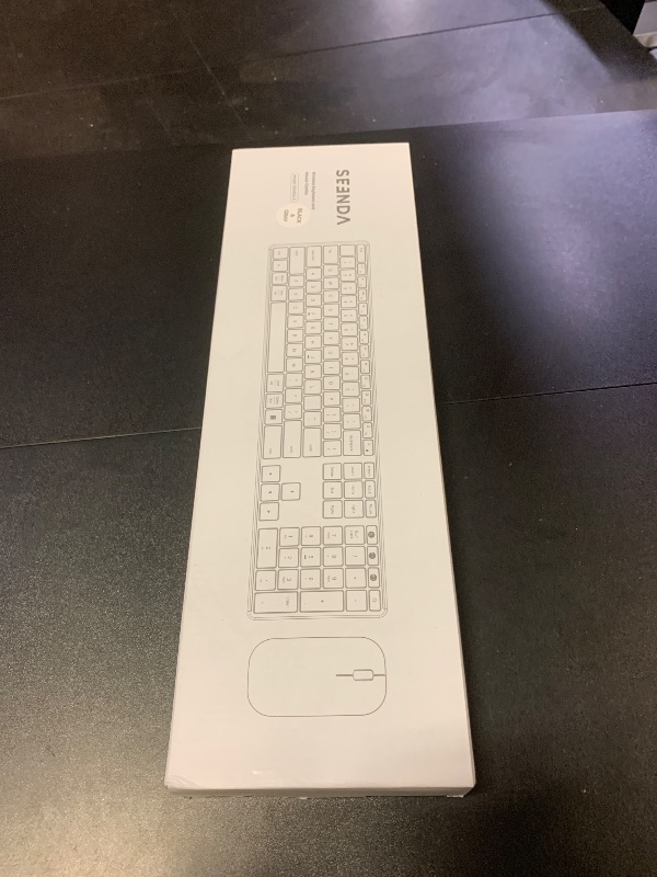 Photo 1 of seenda Wireless Bluetooth Keyboard and Mouse Combo (USB + Dual BT), SKM64-3 Multi-Device Rechargeable Slim Keyboard and Mouse, Compatible for Win 7/8/10, MacBook Pro/Air, iPad, Tablet - Black Gray