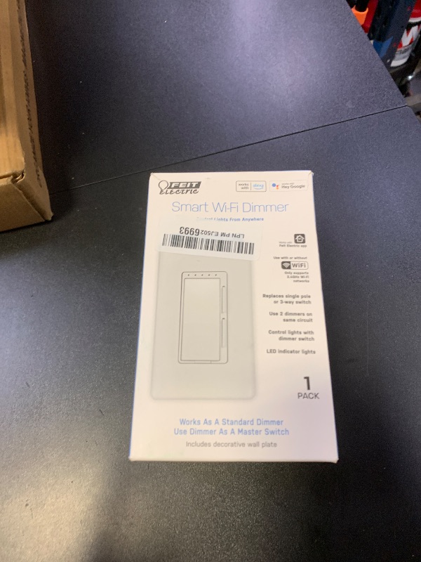 Photo 1 of Feit Electric Smart Dimmer Switch, Neutral Wire Required for Installation, Compatible with Amazon Alexa and Google Assistant, Smart Dimmer Light Switch, White, Model:DIM/WiFi