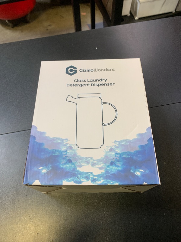 Photo 1 of Gizmowonders 32oz Stylish Glass Laundry Detergent Dispenser w/Bamboo Top: Perfect for Laundry Room Organization & Storage of Liquid Detergents, Softeners, Boosters, and Bleach. 4 Vintage Labels.