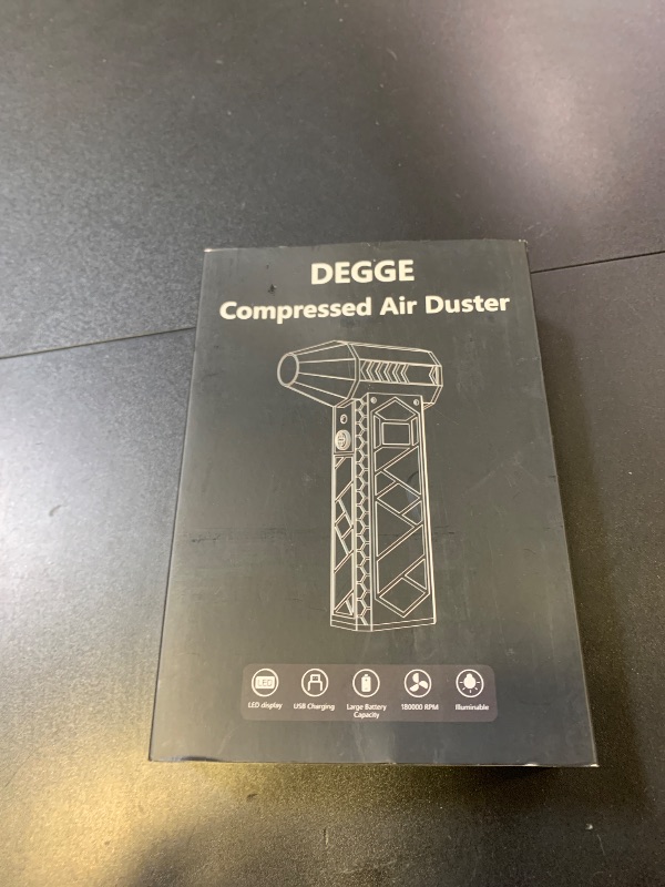 Photo 1 of DEGGE Compressed Air Duster 10000mAh, 180000RPM Electric Air Duster with Display Screen & Light, 4 Gear Adjustable Cordless Rechargeable Turbo Car Dryer Jet Air Blower for Keyboard,Computer,Car,Home