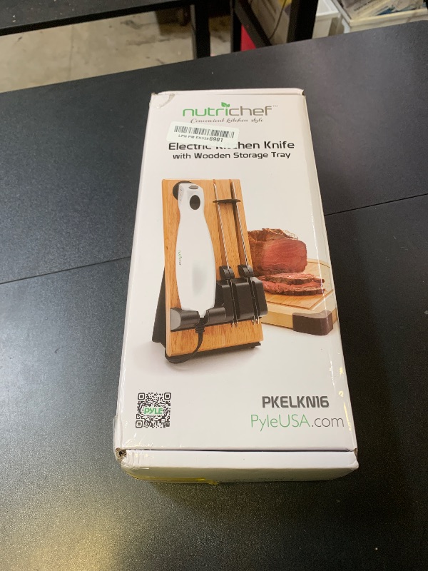 Photo 1 of NutriChef Electric Carving Turkey Slicer Kitchen Knife | For Thanksgiving | Portable Electrical Food Cutter Knife Set with Carving Blades & Wood Carving Stand | Cuts Meat, Bread, Cheese & Fruit