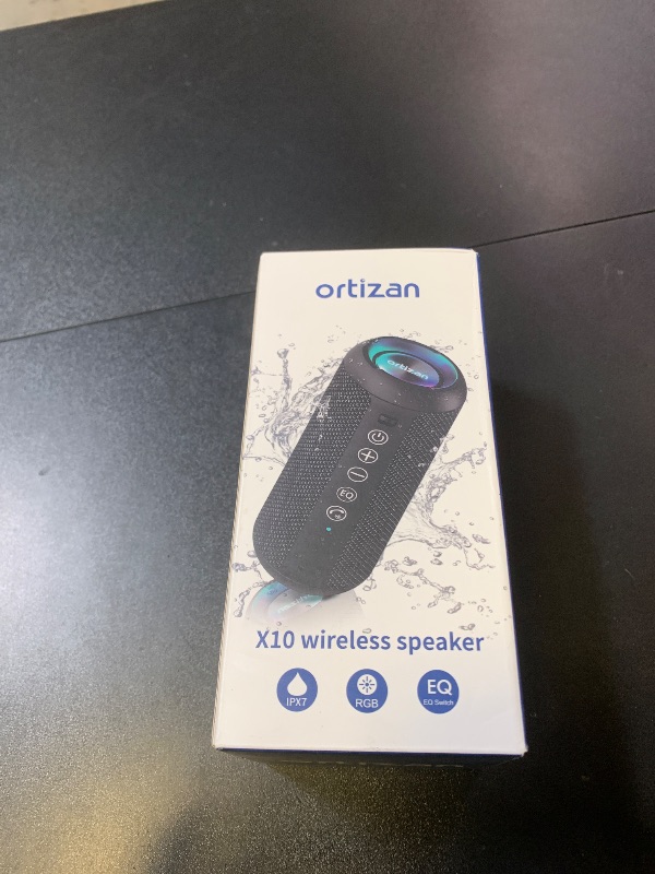 Photo 1 of Ortizan Portable Bluetooth Speaker: IPX7 Waterproof, 24W Loud Sound, Deep Bass, Bluetooth 5.3, LED Lights, Wireless Stereo Pairing, 30H Playtime, for Home/Outdoor/Party/Beach, Birthday Gift (Black)