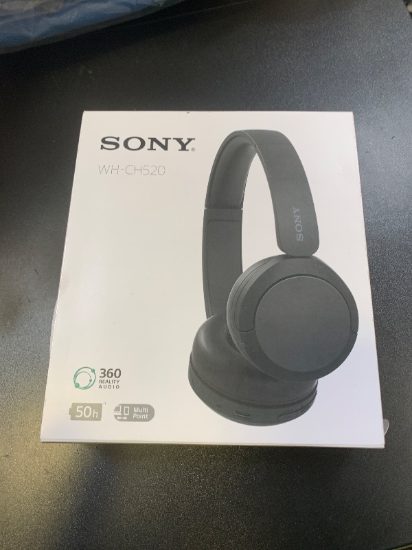 Photo 1 of Sony WH-CH520 Wireless Headphones Bluetooth On-Ear Headset with Microphone and up to 50 Hours Battery Life with Quick Charging, Black