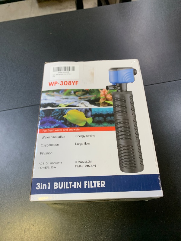 Photo 1 of Aulofee 100-300 Gallon Aquarium Filter, Internel Fish Tank Filters, Submersible Turtle Tank Filter for Large Tanks & Small Ponds, Whisper Filter,Saltwater & Freshwater