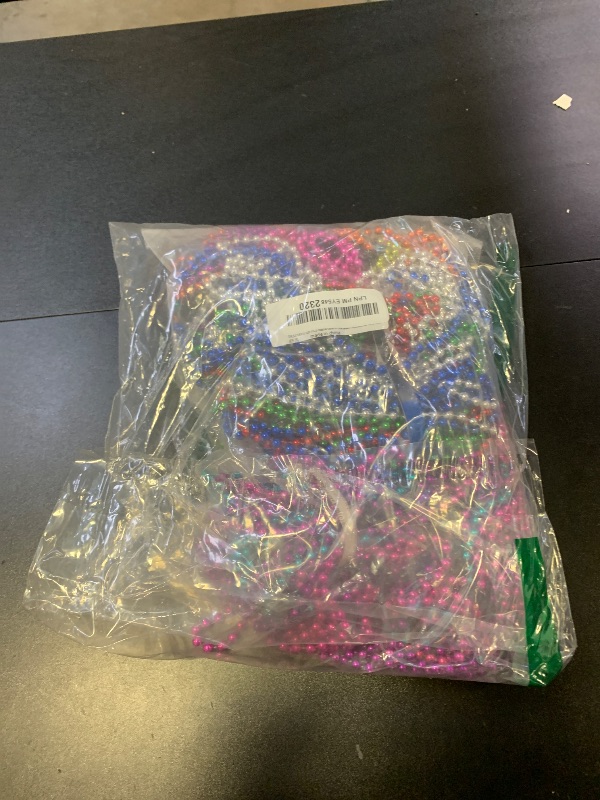 Photo 1 of 120 PCS Mardi Gras Beads, Party Beads Necklaces for Mardi Gras, Christmas, St. Patrick's Day, Metallic Colorful Necklaces Accessories in 12 Colors