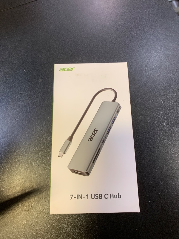 Photo 1 of Acer USB C Hub, 7 in 1 USB C to Multi-Port Adapter for Laptop, 4K USBC to HDMI Splitter with 2 USBA 3.1&Type-C Data Port, PD 100W Charging Port, SD Card Reader for Computer, Desktop and More