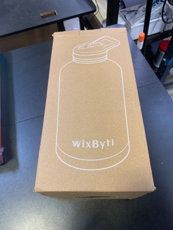 Photo 1 of WixByti One Gallon Water Bottle Insulated with DIY Stickers, Triple Wall Vacuum Cold for 48 Hrs Leak-proof Non-BPA, 128oz Large Sports Stainless Steel Water Jug with Paracord Handle Straw Spout Lids