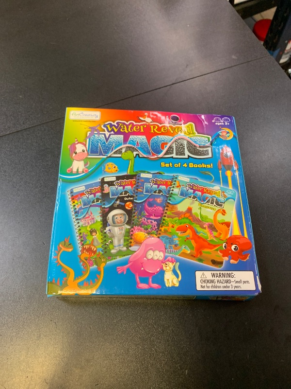 Photo 1 of ArtCreativity 4 Pack Magic Water Coloring Books for Toddlers, Reusable Magic Water Pen Coloring Books for Kids - Mess Free Water Art Book for Toddlers - Travel Activity Toys, No-Mess Coloring