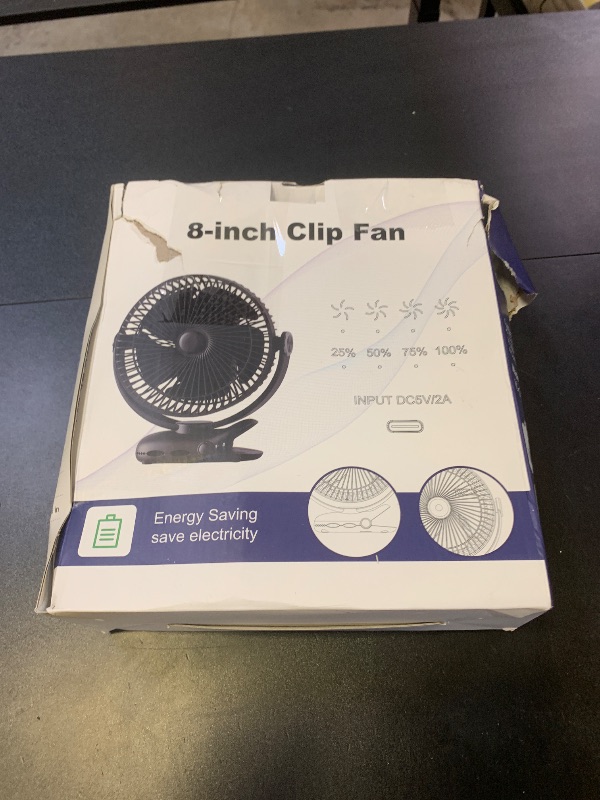 Photo 1 of 10000mAh 30hrs Portable Fan Rechargeable, 8-Inch Battery Operated Clip on Fan, USB Fans, 4 Speeds, Strong Airflow, Sturdy Clamp for Golf Cart Office Desk Outdoor Travel Camping Bed Truck Treadmill
