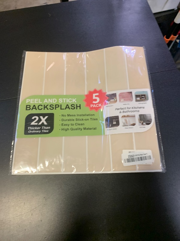 Photo 1 of Select 5 Pack Peel and Stick Backsplash Tiles, 3D Wall Panels with Commercial-Grade Adhesive, Extra Thick Water & Heat-Resistant Stick-On Tile Backsplash for Kitchen, Laundry,12" x12” (Almond)