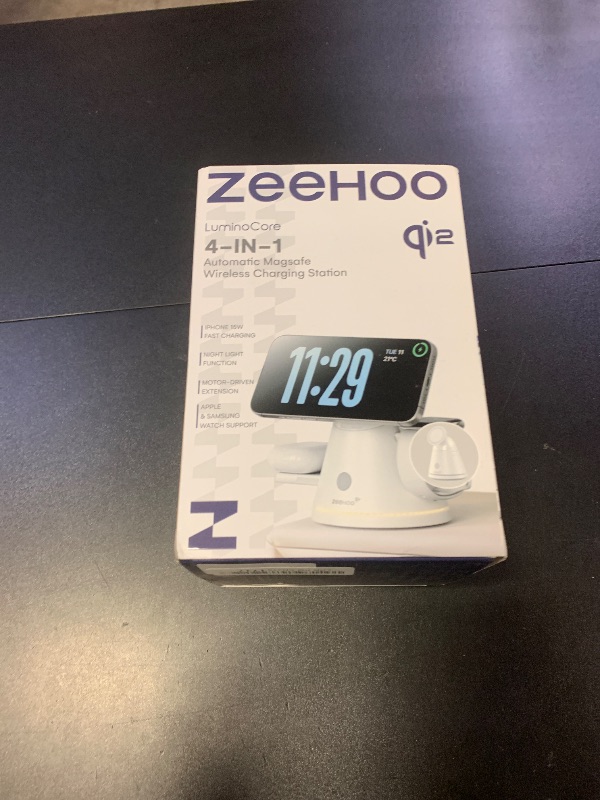 Photo 1 of ZEEHOO 4 in 1 Wireless Charging Station for Apple,Mag-Safe Charger &Dimmable Light,Qi2 15W Rotating Fast Wireless Charger for iPhone 16,15,14,13,12&Pixel10&AirPods& iWatch&Samsung Watch(30W Adapter)