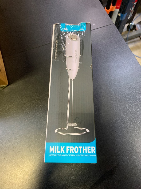 Photo 1 of SIMPLETASTE Milk Frother Handheld Battery Operated Electric Foam Maker, Drink Mixer with Stainless Steel Whisk and Stand for Cappuccino, Bulletproof Coffee, Latte