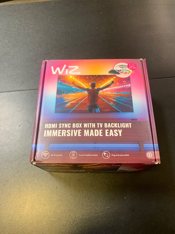 Photo 1 of WiZ HDMI Sync Box with TV Backlight – Syncs Light to Your Movies, Games and Music - HDMI 2.0 – Supports 4K at 60Hz - RGBIC LED Strip for 55-65 Inch TVs - App/Voice Control, Works with Google and Alexa