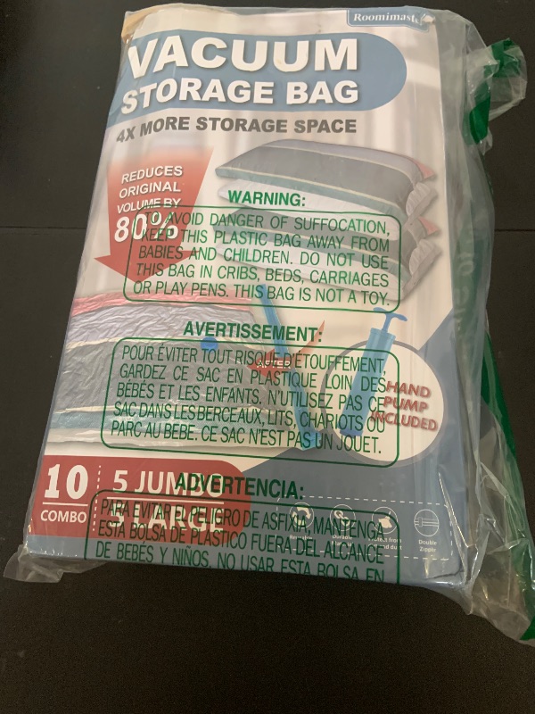 Photo 1 of 10 Pack Vacuum Storage Bags with Pump, 5 Jumbo and 5 Large Space Saver Vacuum Storage Bags, Vacuum Seal Bags for Clothing, Comfoters, Pillows, Blanket, Bedding