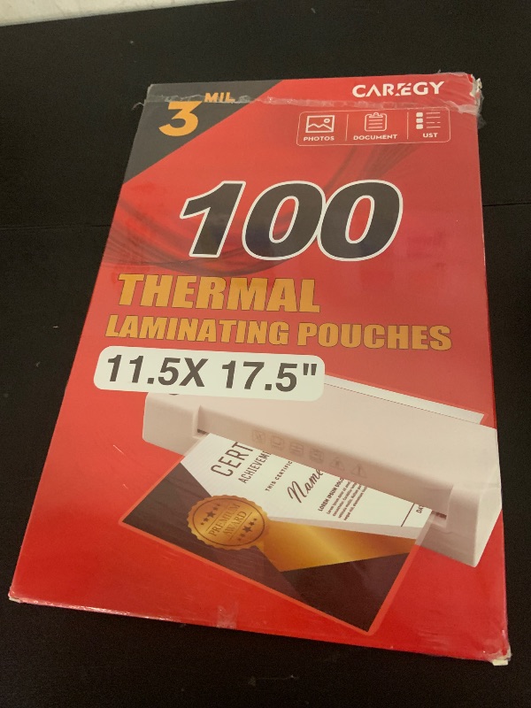 Photo 1 of CAREGY 100 Pack Laminating Sheets, Hold 11 x 17 Inch Sheet, 3 Mil Clear Thermal Laminating Pouches 11.5 x 17.5 Inch Lamination Sheet Paper for Laminator, Round Corner