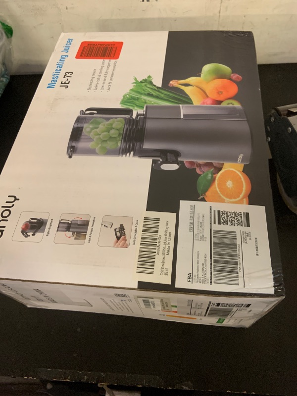 Photo 1 of Cold Press Juicer, 5.8" Wide Feed Chute Juice Extractor Machine with 400W, High Juice Yield, Slow Masticating Juicer for Whole Vegetables & Fruits, Black Gray