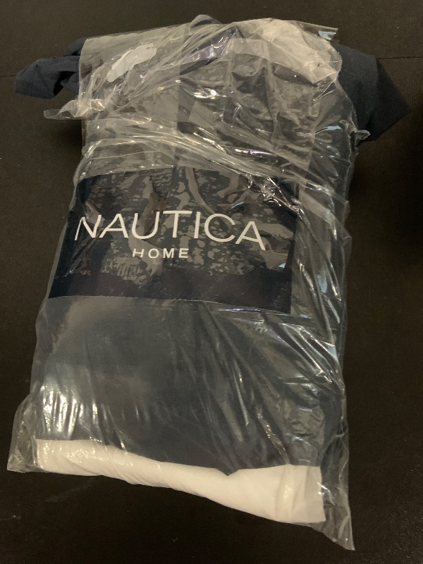 Photo 1 of Nautica - Queen Bed Skirt, Pre-Washed Cotton with Split Corners for Easy Fit, 15-Inch Tailored Drop, 150 Thread Count (Solid Navy)