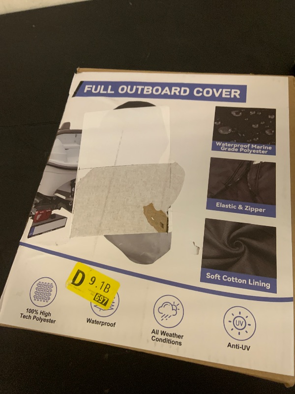Photo 1 of Eapoch Full Outboard Motor Cover, 1200D Waterproof Boat Motor Cover with Lining Cotton Outboard Engine Cover Fits 60-100 HP Outboard Engine, Heavy Duty Boat Engine Cover, Silver Black RAL 9004