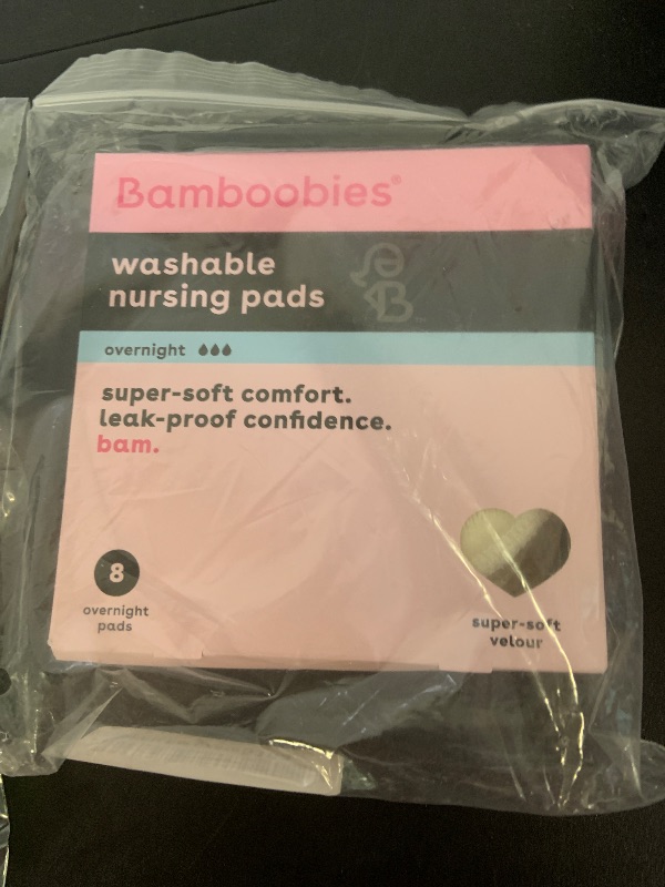 Photo 1 of Bamboobies Overnight Nursing Pads, Ultra-Soft Velour, Reusable and Washable for Nightly Use, Leak-Proof Pads for Breastfeeding, 8 Pads