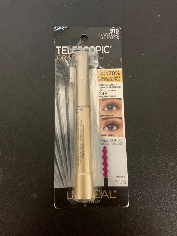 Photo 1 of L'Oreal Paris Makeup Telescopic Original Lengthening Mascara, Blackest Black, 0.27 Fl Oz (1 Count)