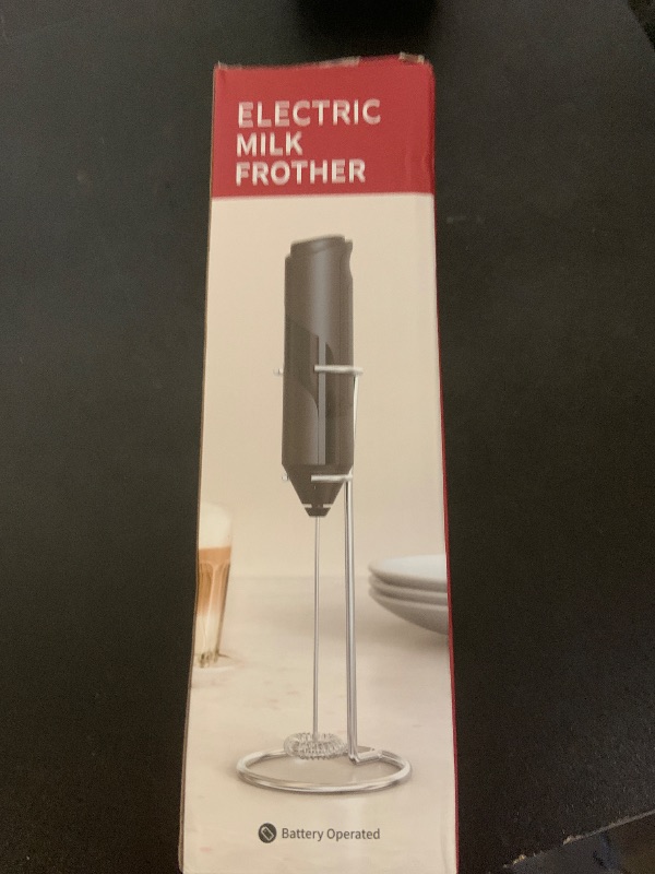 Photo 1 of YSSOA Electric Milk Frother Handheld with Stainless Steel Stand Battery Operated Whisk Drink Mixer for Coffee, Frappe, Latte, Matcha, Hot Chocolate, Mini Hand Blender, Black