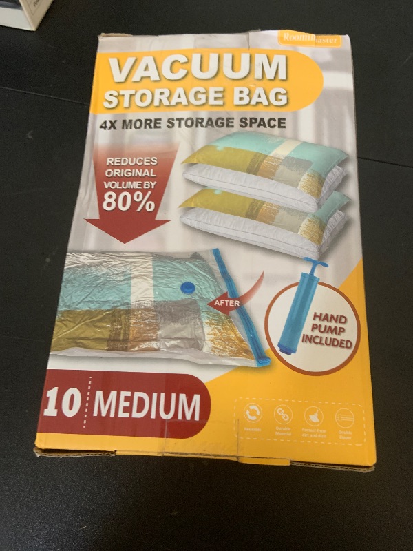 Photo 1 of 10 Medium Vaccum Storage Bags, Space Saver Vacuum Storage Bags Medium, Space Bags, Vacuum Seal Bags for Clothes with Travel Hand Pump