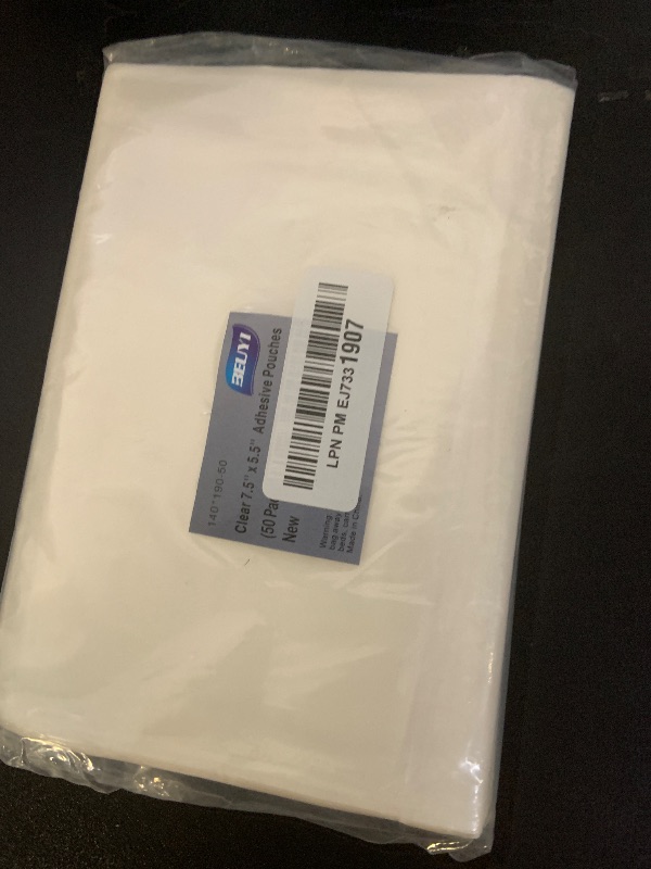 Photo 1 of BEUYI Clear 7.5'' x 5.5'' Packing List Envelopes, Adhesive Shipping Label Pouches/Sleeves (50 Pack)