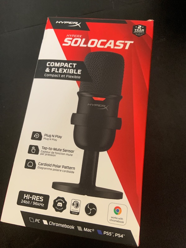 Photo 1 of HyperX SoloCast – USB Condenser Gaming Microphone, for PC, PS4, PS5 and Mac, Tap-to-Mute Sensor, Cardioid Polar Pattern, great for Streaming, Podcasts, Twitch, YouTube, Discord,Black