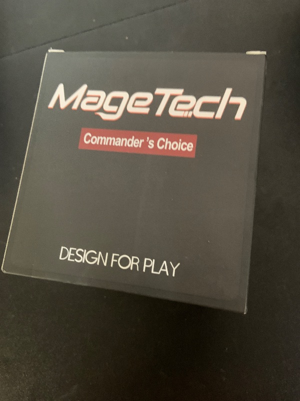 Photo 1 of Mage Tech Card Deck Box for MTG Commander - Patented Design, Commander Display, Fits 100 Double-Sleeved Cards, 35pt Card Brick & Dice Tray - Black/Red