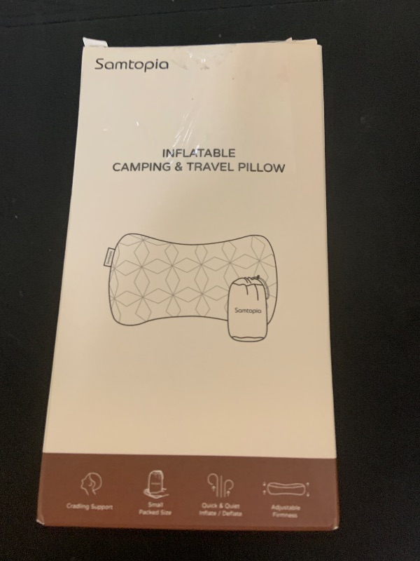 Photo 1 of samtopia Inflatable Camping Travel Pillow - Lightweight Backpacking & Hiking Pillow with Removable Cover, Large Size (23.62"x12.99"x4.72")