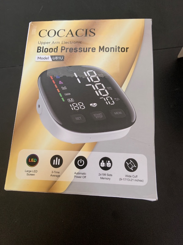 Photo 1 of Blood Pressure Monitors for Home Use, 9-17'' & 13-21'' Extra Large Blood Pressure Cuff Upper Arm Blood Pressure Machine, 6 in Large LED Backlit Display, USB Cable & Batteries Included