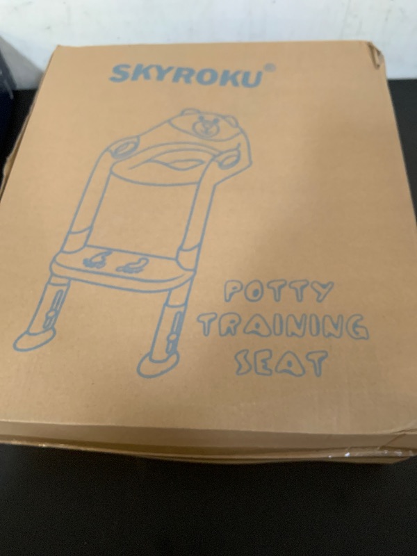 Photo 1 of Potty Training Seat with Step Stool Ladder, SKYROKU Potty Training Toilet for Kids Boys Girls Toddlers - Comfortable Safe Potty Seat with Anti-Slip Pads Ladder Grey
