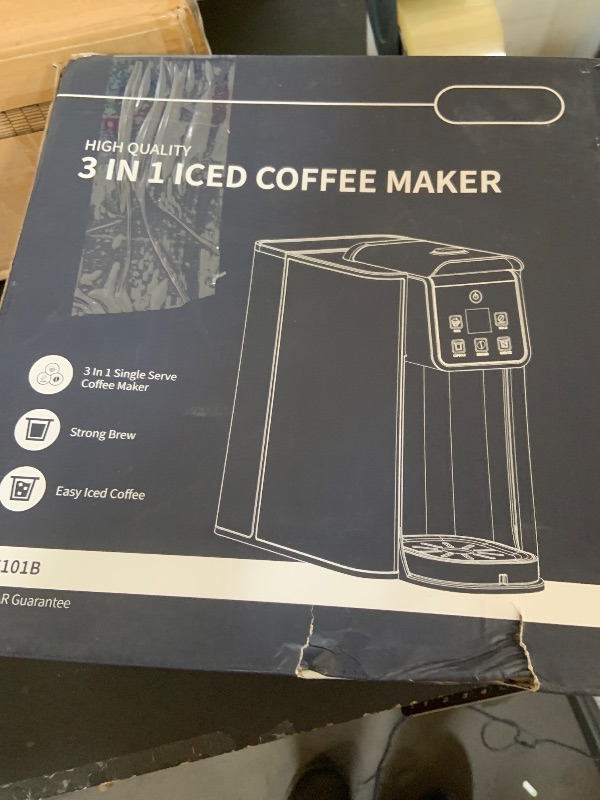 Photo 1 of KIDISLE Hot & Iced Coffee Maker with Bold Setting, Single Serve Coffee Maker for K Cup and Grounds, 6-14 Oz Brew Sizes, 50 Oz Removable Water Tank, One Cup Coffee Machine with Reusable Filter, Black