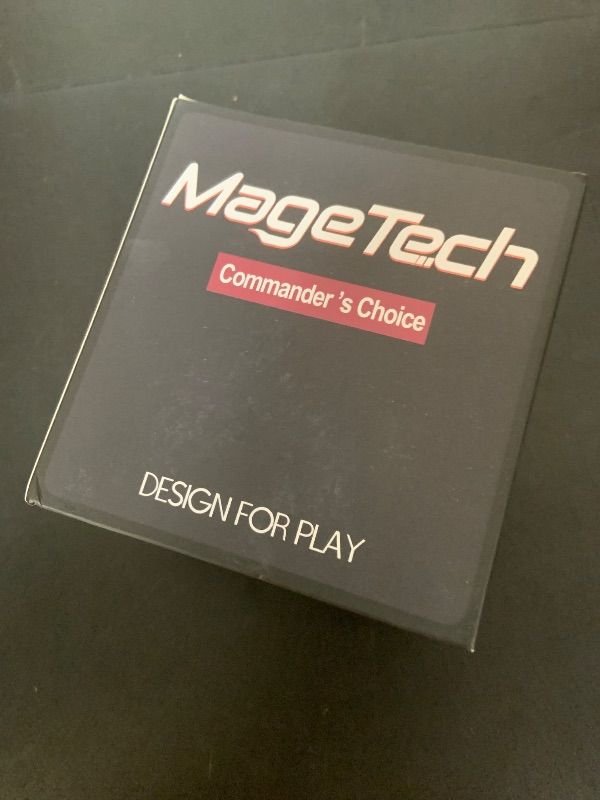 Photo 1 of Mage Tech Card Deck Box for MTG Commander - Patented Design, Commander Display, Fits 100 Double-Sleeved Cards, 35pt Card Brick & Dice Tray - Black/Purple