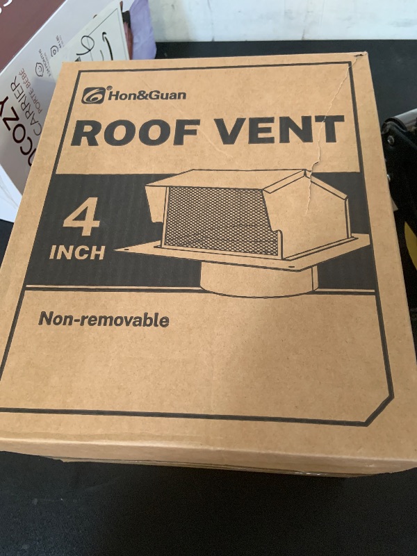 Photo 1 of Roof Vent Cap - Hon&Guan Roof Vents 4 Inch Galvanized Steel Bathroom 4 Roof Exhaust Vent for Ventilation System-with Damper, Black