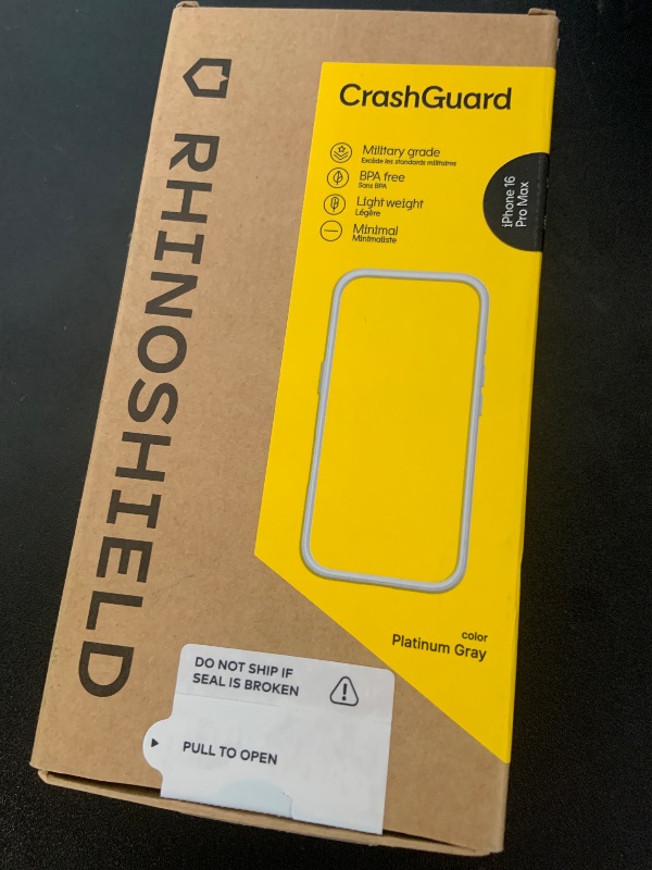 Photo 1 of RhinoShield Bumper Case Compatible with [iPhone 16 Pro Max] | CrashGuard - Shock Absorbent Slim Design Protective Cover 3.5M / 11ft Drop Protection - Platinum Gray