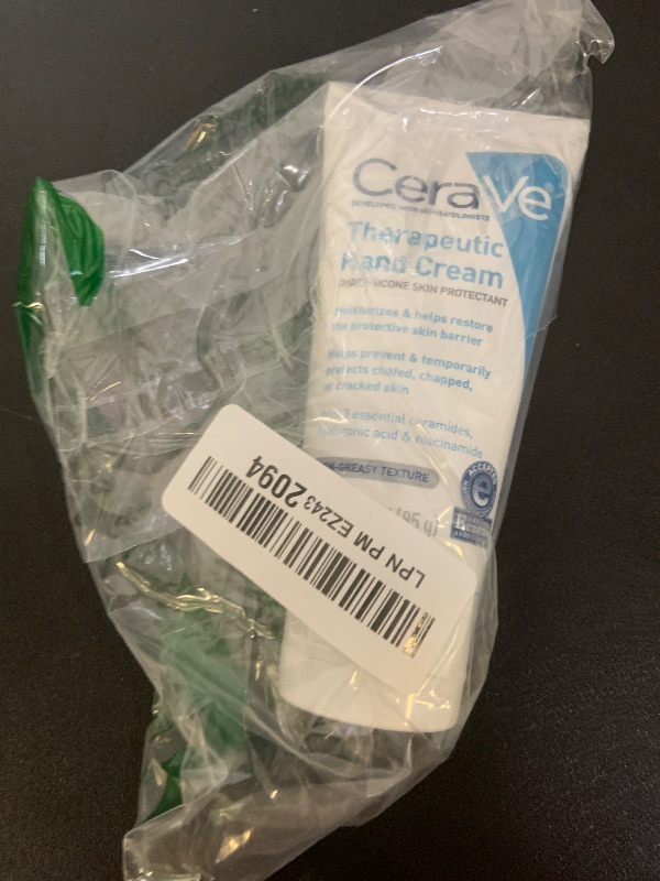Photo 1 of CeraVe Therapeutic Hand Cream for Dry Cracked Hands With Hyaluronic Acid and Niacinamide, Fragrance Free 3 Ounce