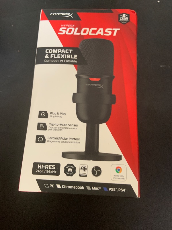 Photo 1 of HyperX SoloCast – USB Condenser Gaming Microphone, for PC, PS4, PS5 and Mac, Tap-to-Mute Sensor, Cardioid Polar Pattern, great for Streaming, Podcasts, Twitch, YouTube, Discord,Black