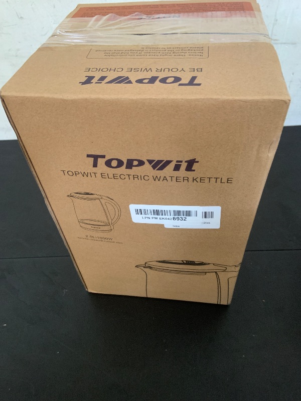 Photo 1 of TOPWIT Electric Kettle Glass Hot Water Kettle, 2.0L Water Warmer, BPA-Free Stainless Steel Lid & Bottom, Tea Kettle with Fast Heating, Auto Shut-Off & Boil Dry Protection