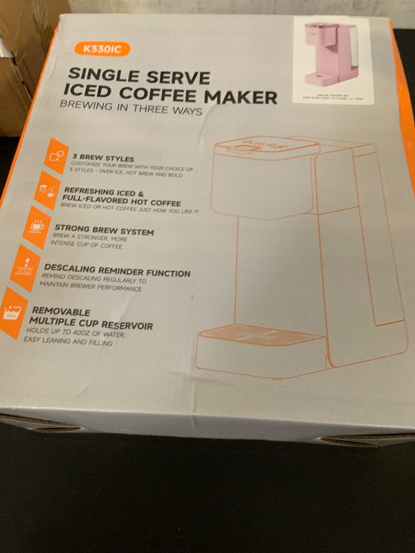 Photo 1 of Tastyle Single Serve Hot & Iced Coffee Maker with Strong Brew, 40oz Removable Reservoir, 6 Brew Sizes, Compatible with K Cup and Grounds, Compact for Home, Office, RV and Dorm, Pink (2.0 Version)