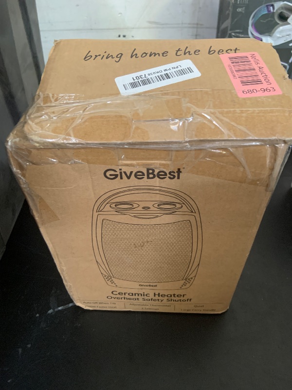 Photo 1 of GiveBest Portable Electric Space Heater with Thermostat, 1500W/750W Safe and Quiet Ceramic Heater Fan, Heat Up 200 Square Feet for Office Room Desk Indoor Use, Silver