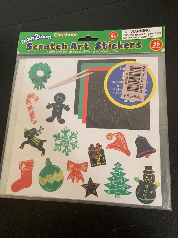 Photo 1 of READY 2 LEARN Scratch Art Stickers - Christmas - Pack of 56 - Customizable, Self-Adhesive Stickers - Scratchable Christmas Stickers for Holiday Crafts