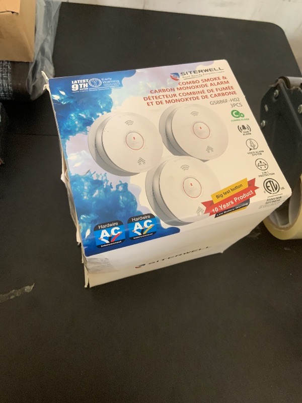 Photo 1 of SITERWELL Hardwired Smoke Detector Carbon Monoxide Detector 10 Year Battery, Meets UL217-9th Standards, Interconnected Smoke and Carbon Monoxide Detector Combo with Bilingual Voice Alerts, 3 Pack
